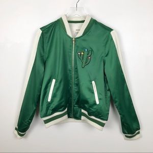 Sans Souci Letterman Bomber Jacket Green Small